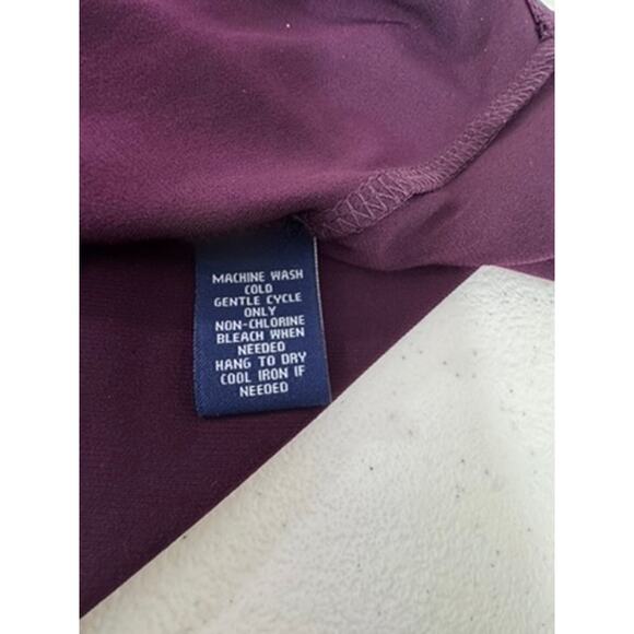 "Chaps" Women Purple Babydoll Ruched Dress Sz S 3/4 Sleeve Midi Office Work Wear - Picture 6 of 9